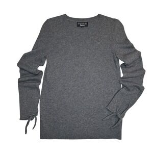 Banana Republic Gray Fine Italian Yarn Crew Neck Sweater Tie Cuff Women XS
